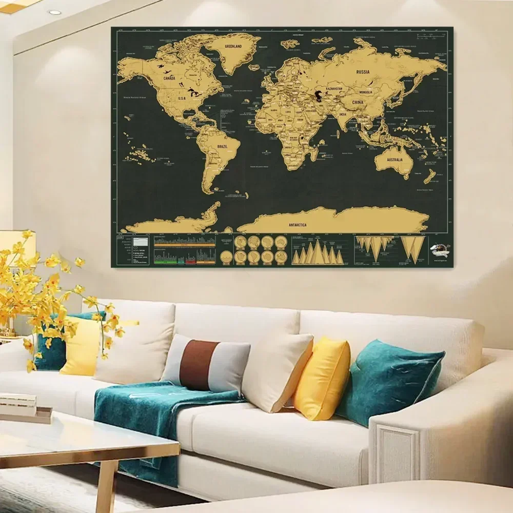 Deluxe World Scratch Maps 1Pc Personalizzato Travel Scratch Maps Poster Con Bandiera Nazionale Scratch Off Foil Layer Coating Maps H9