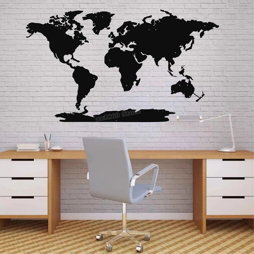 Mappa Del Mondo 5 Continenti Decalcomania Della Parete Mappa Del Mondo Adesivo Da Parete Per L'Home Office Soggiorno Decorazione Vinile Arte Arazzi B8