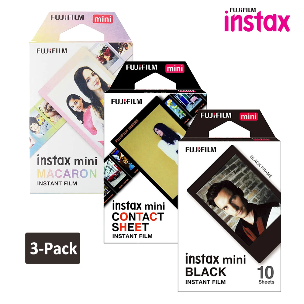 Per Fujifilm Instax Mini Film 3 Confezioni Macaron/Nero/Foglio Di Contatto Fujifilm Fotocamera Istantanea Mini 12 11 8 9 90 Link Evo Sp-2 Sp-1
