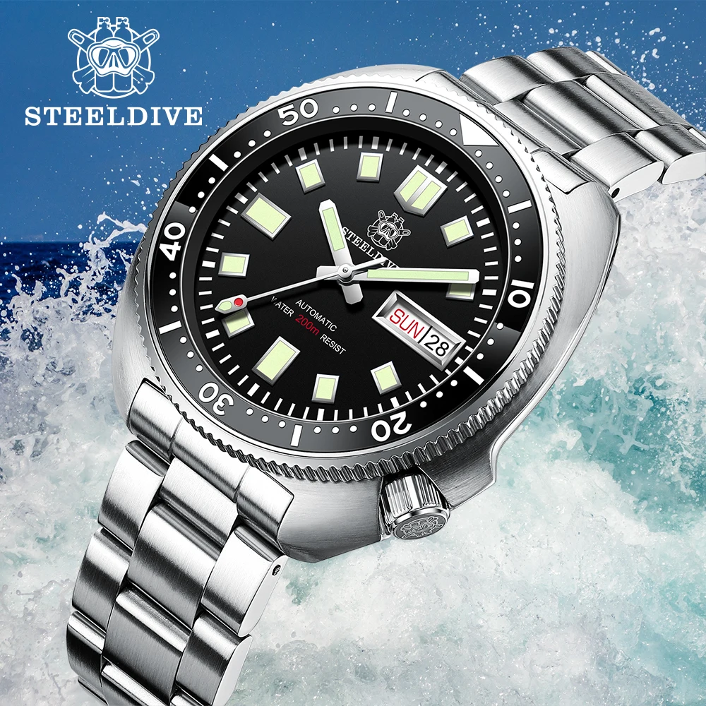 Steeldive Luxury Brand 44Mm Captain Willard Watch Dive Watches Orologio Zaffiro Orologio Da Polso Automatico Da Uomo Turtle