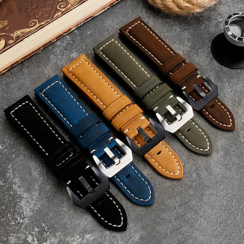 Cinturino In Pelle Di Vacchetta Vintage Primo Strato Adatto A Panerai Sommergibile Pam 20/22/24/26Mm Cinturino Per Orologio Da Uomo Accessori Per Brac