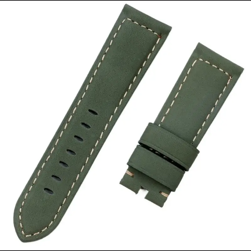 Pcavo Luxury Brand Watchband Retro 22Mm 24Mm Vintage Calf Horse Nabuk Leather Per Panerai Strap Watch Band Tang Buckle