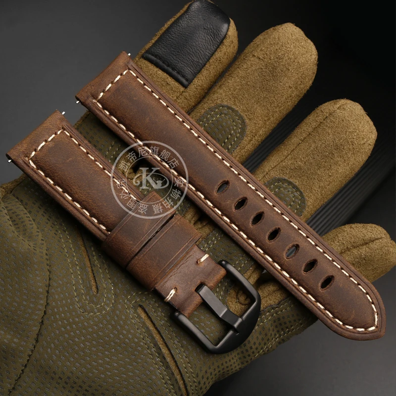 20 Mm2 2/24/26Mm Vintage Crazy Horse Leather Cinturino Per Orologio Da Uomo Sostituto Per Panerai M-Ido O-Mega Imperial Timone In Pelle Smerigliata