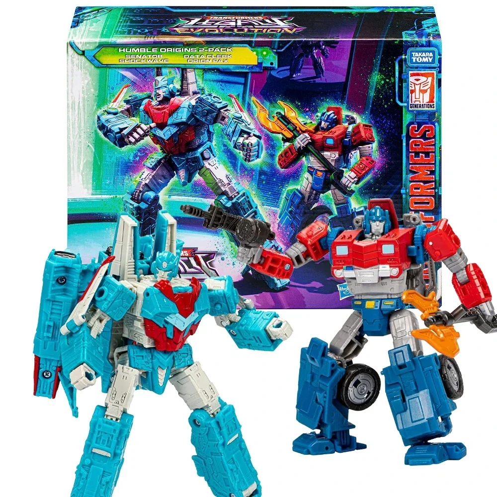 In Magazzino Transformers Legacy Evolution Humble Origins 2-Pack Senator Shockwave Data Impiegato Orion Pax Action Figures Toy