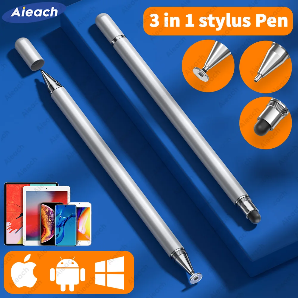 Aieach 3 In 1 Touch Pen Per Tablet Phone Stylus Pen Per Android Ios Touch Screen Tablet Pen Per Ipad Xiaomi Samsung Apple Pencil