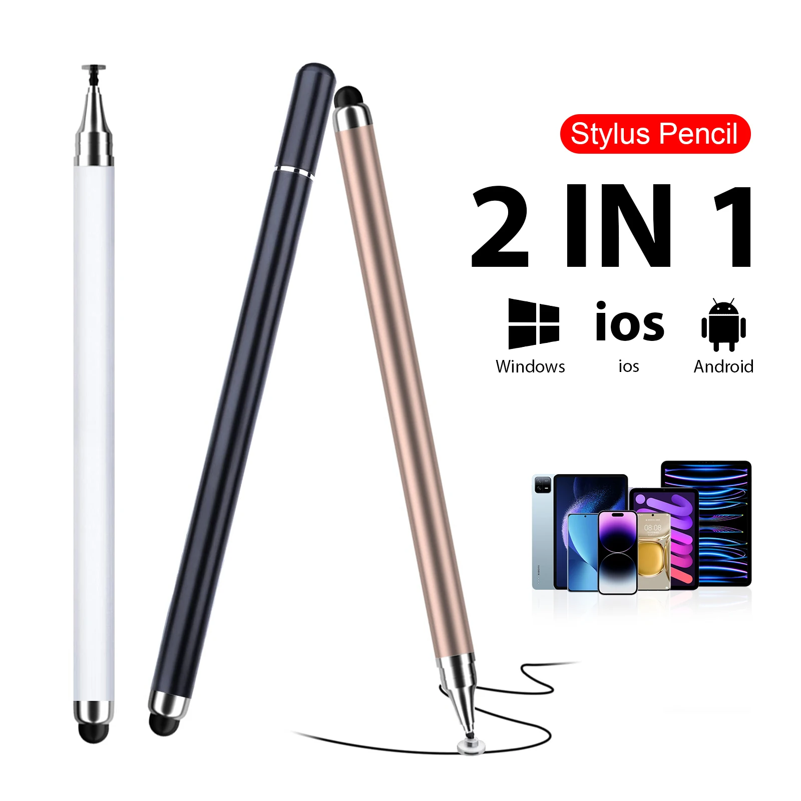 Penna Stilo Universale 2 In 1 Per Ipad Ios Android Touch Pen Drawing Matita Capacitiva Per Apple Samsung Xiaomi Tablet Smart Phone
