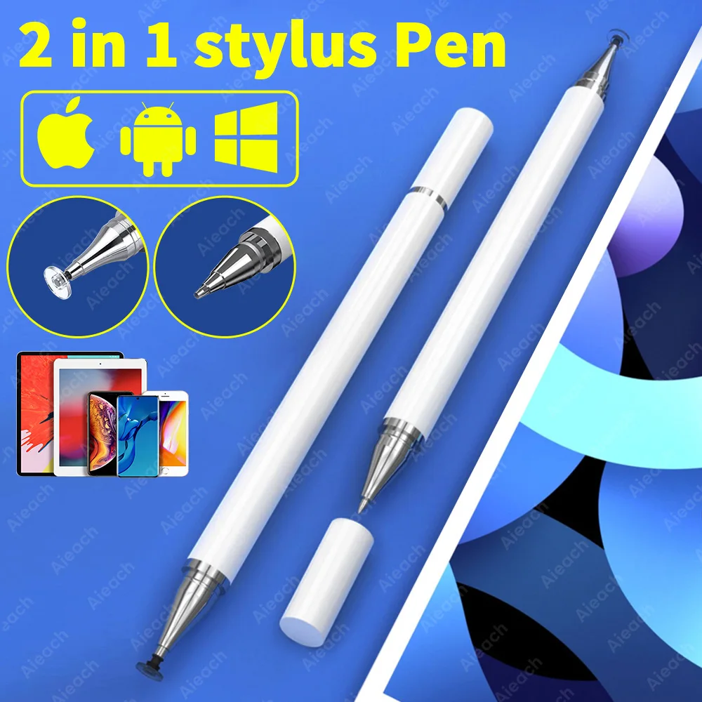 Aieach 2 In 1 Touch Pen Per Tablet Stylus Pen Per Touch Screen Android Ios Tablet Phone Pencil Per Ipad Xiaomi Samsung Lenovo