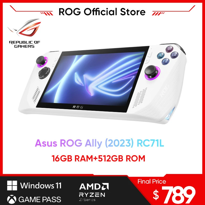 Asus Rog Ally (2023) Rc71L Ryzen Z1 Extreme Console Di Gioco Portatile 7 Pollici 120Hz Ips Videogiochi Retrò Per Windows 11