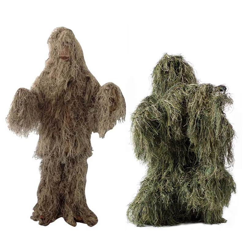 Tuta Da Caccia Ghillie Camo Woodland Camouflage Forest 3D Abiti Tattici Sniper Airsoft Abbigliamento Da Caccia Militare Costume Da Esterno