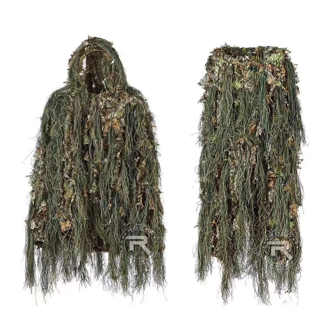 Geely Abbigliamento Woodland 3D Bionic Leaf Camouflage Abbigliamento Ghillie Suit Per Hunter Hunting Cs Sniper Military Camo Suits Set