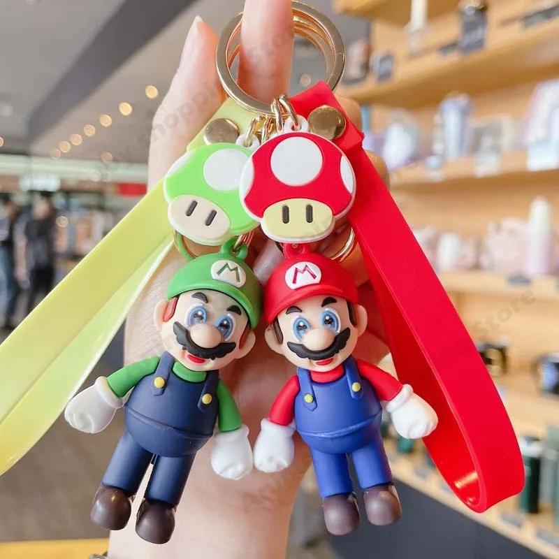 Super Mario Game Mario Bros Luigi Mushroom Character Dolls Cute Cartoon Portachiavi Car Bag Fashion Pendant Collection Ornaments