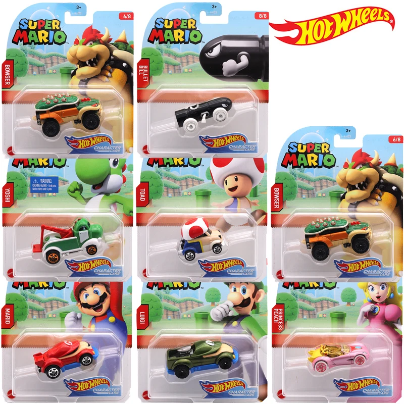 In Magazzino Genuine Hot Wheels Gjj23 Super Mario Luigi Toad Peach Yoshi Bowser 1/64 Metal Cast Model Collection Toys