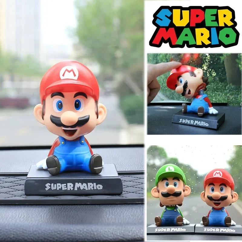 Super Mario Bros Shake Head Decoration Anime Luigi Car Nodding Dolls Cruscotto Creativo Ornamenti Per Cartoni Animati Simpatici Regali Giocattolo Da T