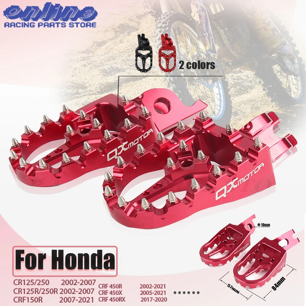 Red Cnc Billet Mx Pedane Poggiapiedi Pedali Pedane Per Honda Crf450R Crf 450 Crf250R Crf250X Cr125/250 Moto Spedizione Gratuita