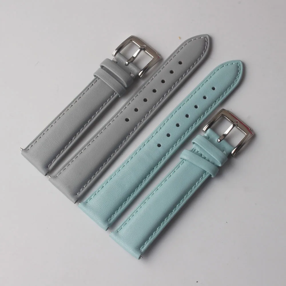 Cinturino In Vera Pelle Liscia A Sgancio Rapido Pin Spring Bar Cinturino Grigio Morbido 14Mm 16Mm 18Mm 20Mm Fit Omega Tissot Mido Men Lady