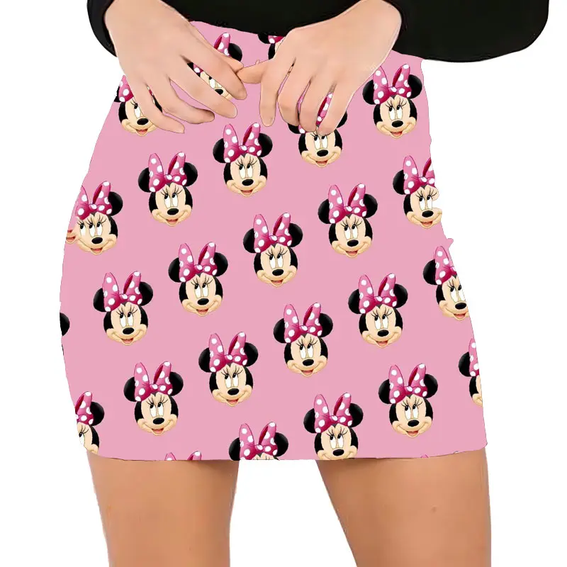 Summer Disney Brand Stitch E Mickey E Minnie Girls Exquisite Micro-Stretch Slim Sexy Pack Hip Skirt 2022