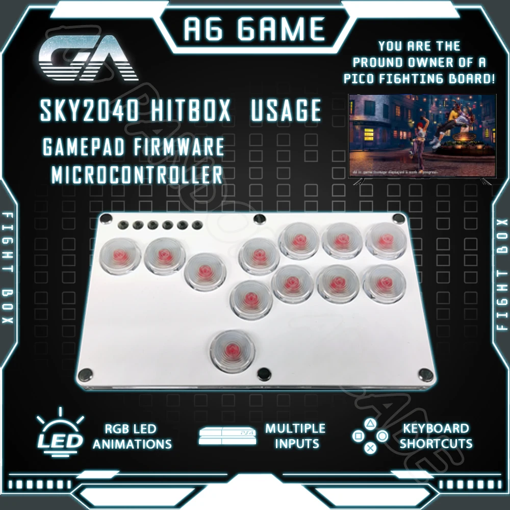 Fightingbox Mini Controller Hitbox, Street Fight Sticks Con Led Per Pc, Ps3, Ps4, Switch Fighting Game