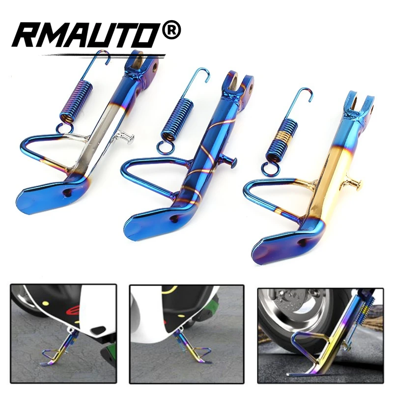 Cavalletto Laterale In Acciaio Inossidabile Per Moto Bluing Colorato Universale Per Accessori Per Scooter Harley Piaggio Honda Hyosung