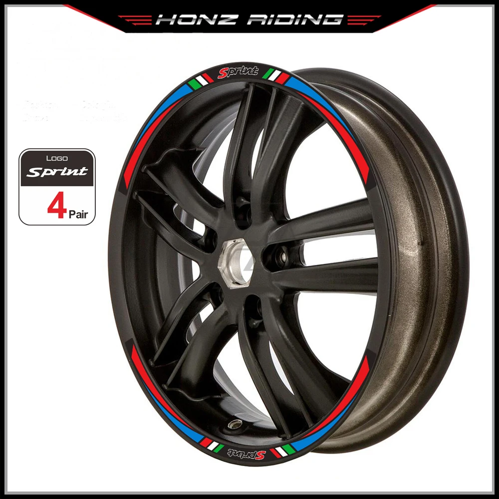Per Piaggio Vespa Gts Sprint Primavera 50 150 150S 300 300Ie Rim Decals Scooter 12 "Set Di Adesivi Riflettenti Per Ruote
