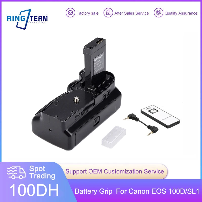 Bg-100D Battery Grip 100Dh Per Canon Eos 100D Rebel Sl1 Fotocamera Digitale Funziona Lp-E12 Telecomando Senza Batteria