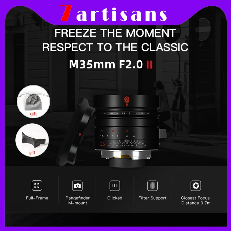 7 Artigiani M35Mm F2.0 Full-Frame Portrait Prime Rangefinder Obiettivo M-Mount Per Fotocamere Leica M-M2 M3 M11 M10R M10P M10 M9P M-P M7