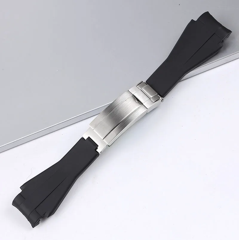 Per Rolex Deepsea 116660 Cinturino In Gomma Naturale Cinturino Impermeabile 21Mm Bracciale Fibbia Pieghevole In Acciaio Inossidabile Solido