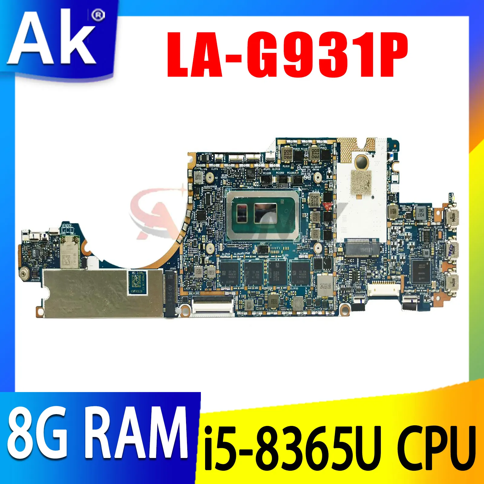 Scheda Madre Akemy Elite X2 G4 Per Scheda Madre Portatile Hp Elite X2 G4 La-G931P Con I5-8365U Cpu 8G Ram Test 100% Ok