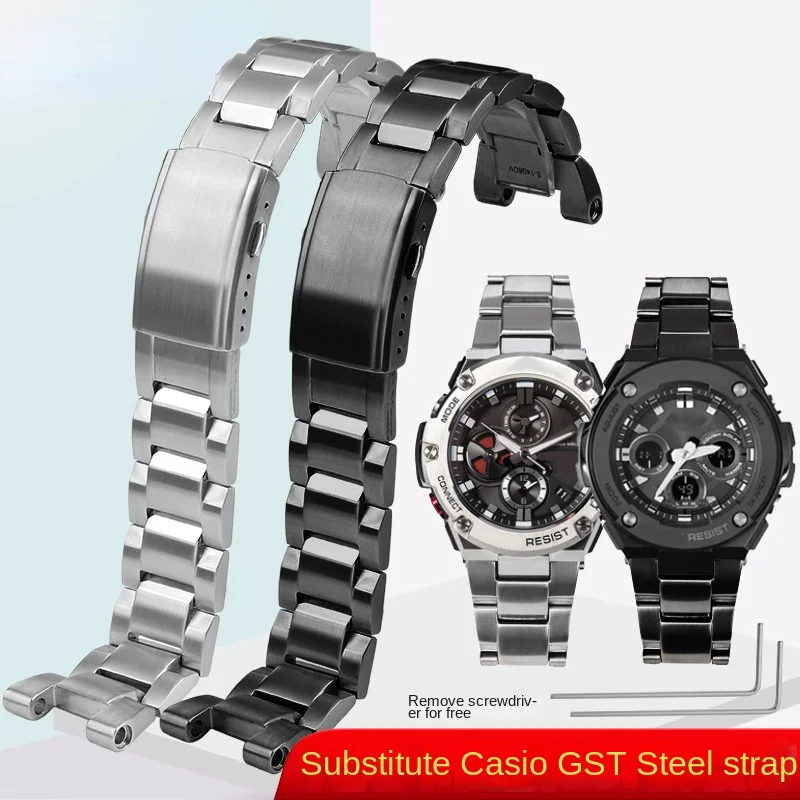 Per Casio G-Shock Watch Band Gst-210 Gst-W300 Gst-400G Gst-B100 S100D/S110D/W110 Cinturino In Metallo Cinturino Cinturino In Acciaio Inossidabile
