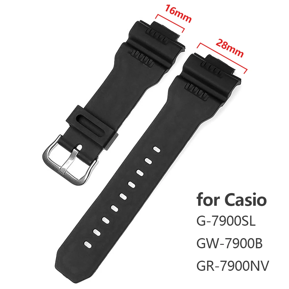 Cinturino In Silicone Nero Per Casio G-Shock Gw-7900B G-7900Sl Gr-7900Nv Cinturino In Pu Per Accessorio Bracciale Serie G7900 16X28Mm