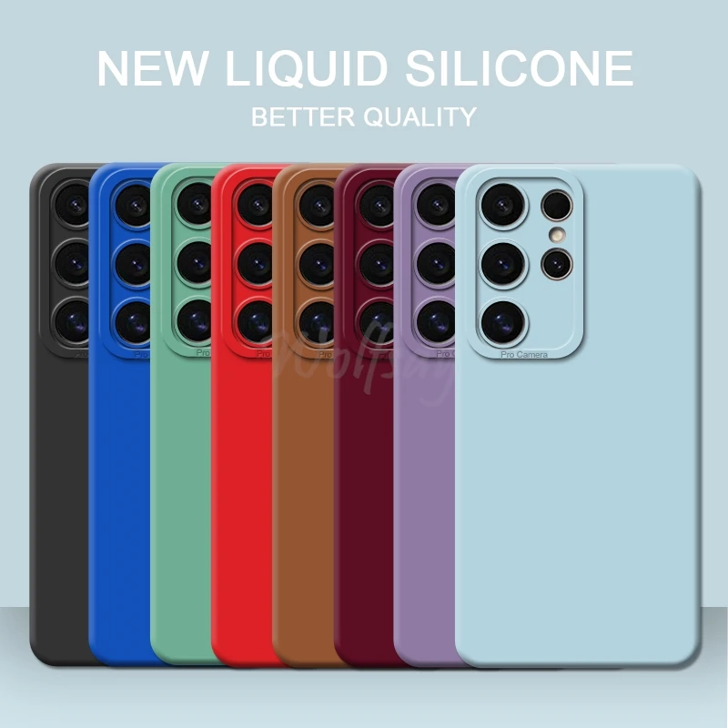 Per Samsung Galaxy S24 Ultra Case Luxury Liquid Silicone Plain Rubber Camera Protect Case Samsung S24 Ultra Case S24 Ultra Cover