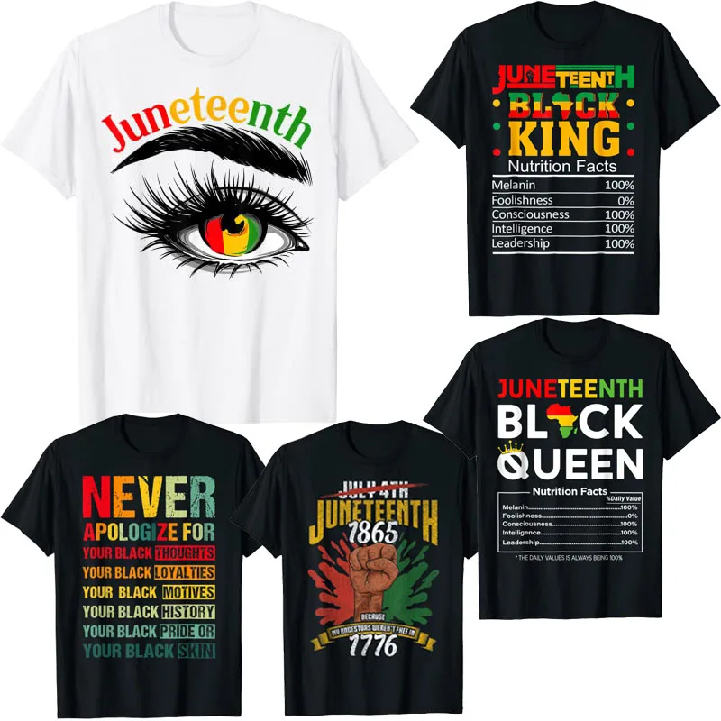 Fatti Nutrizionali Juneteenth 1865 Black King Black Queen T-Shirt Black-Pride Never Ype For Your Blackness African Clothes