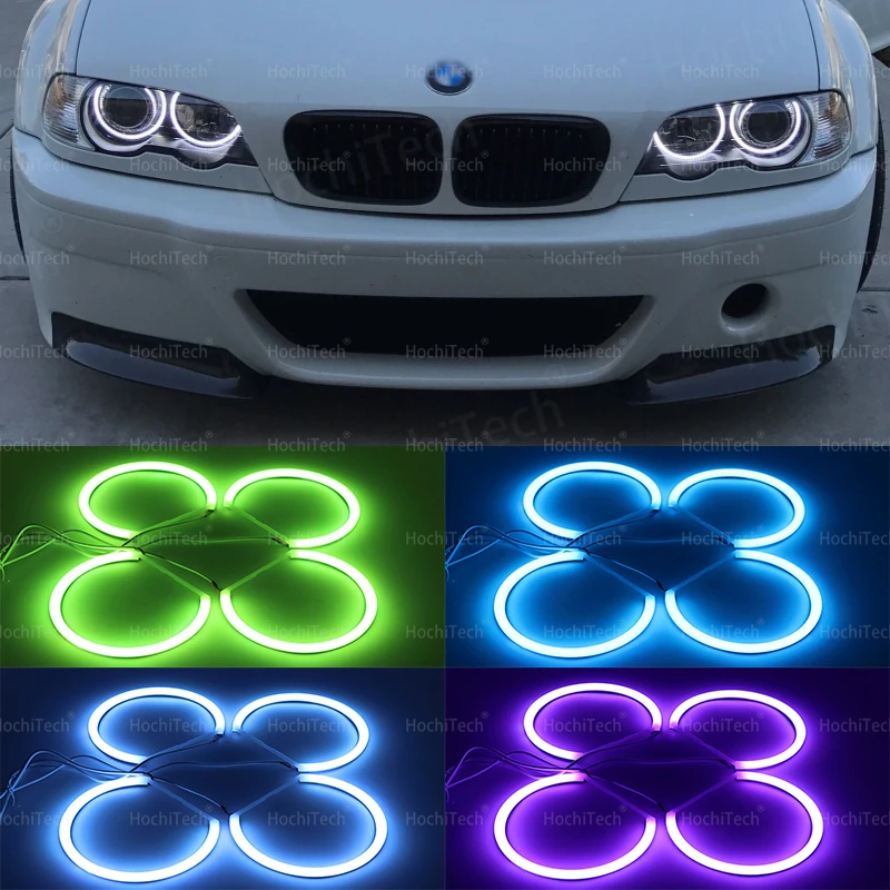 Per Bmw Serie 3 E46 Berlina Touring Wagon Coupé Compact 1998-2005 Multicolore 16 Colori Rgb Cotone Led Angel Eyes Halo Ring