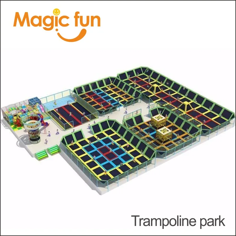 Magic Fun La Più Recente Grande Avventura Commerciale American Ninja Course Indoor Plastic Playground Equipment Con Trampolino Park
