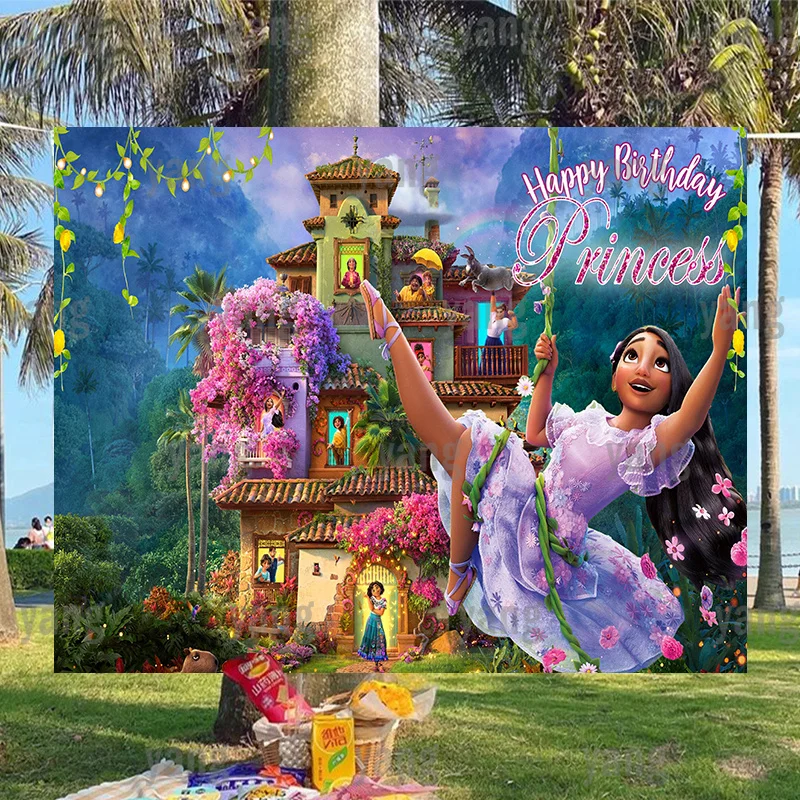 Mirabel Bush Plant Flower Backdrops Girls Happy Birthday Party Decoration Disney Encanto Children Lsabella Air Dance Background