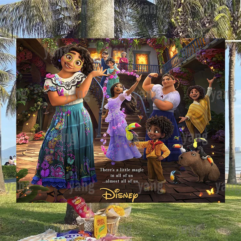 The Family Photo Background Disney Encanto Mirabel Antonio Boys Happy Birthday Decoration Flowers House Background Banner Party