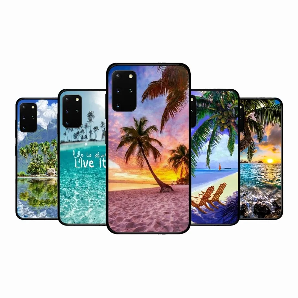 Summer Beach Sunset Sea Palm Tree Custodia Per Telefono Per Samsung S 9 10 20 21 22 23 30 23Plus Lite Ultra Fe S10Lite Fundas