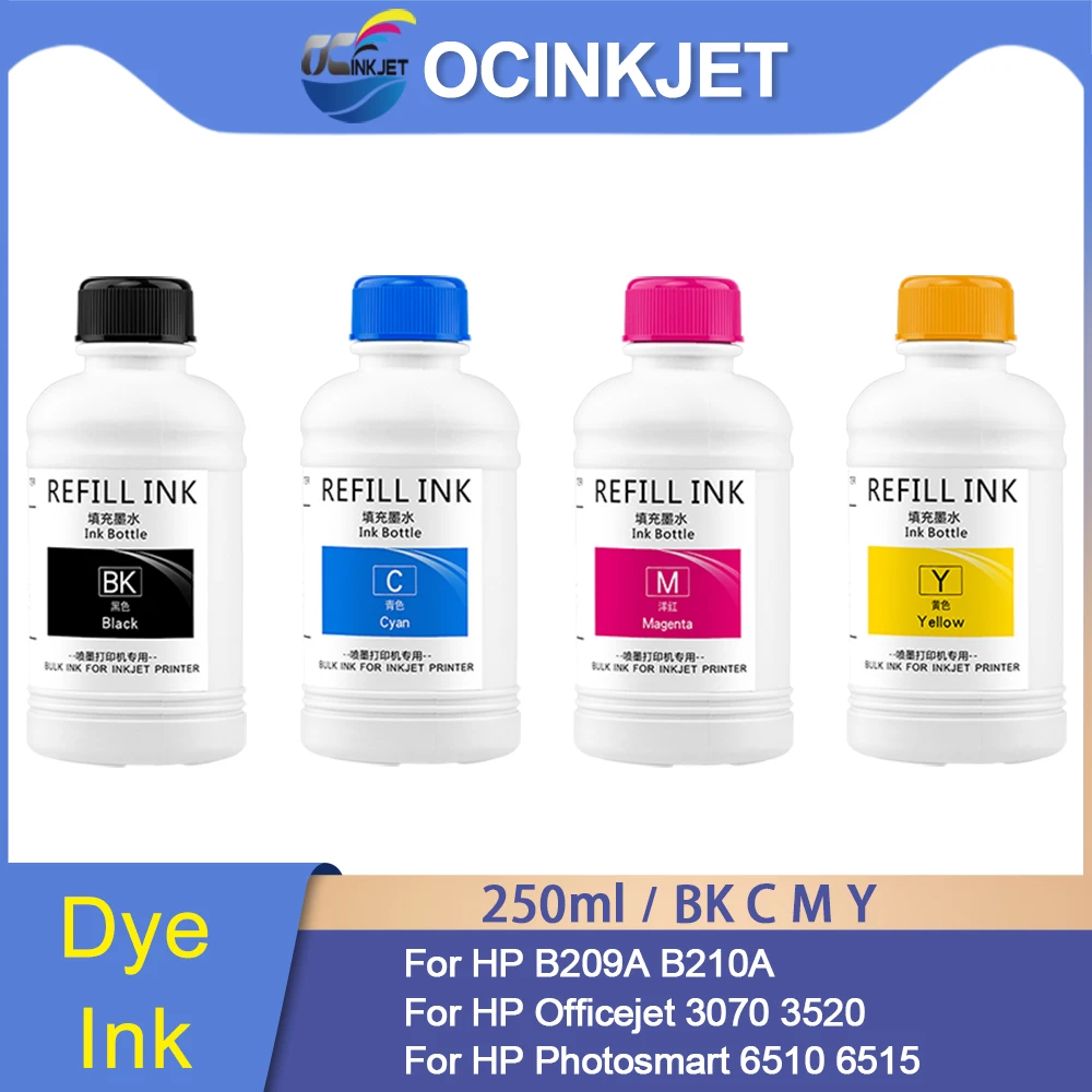Inchiostro Universale Della Tintura Della Ricarica 250 Ml/Bottiglia Per Hp 178 655 364 564 711 920 932 933 934 935 950 951 952 953 954 955 Stampante U