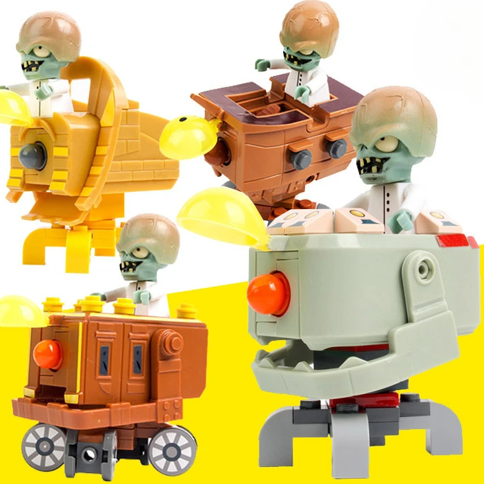 Piante Calde Vs. Zombie Boss Building Blocks Cartone Animato Creativo Antico Egitto Pirate Seas Puzzle Game Giocattolo Per Bambini Regalo Di Compleann