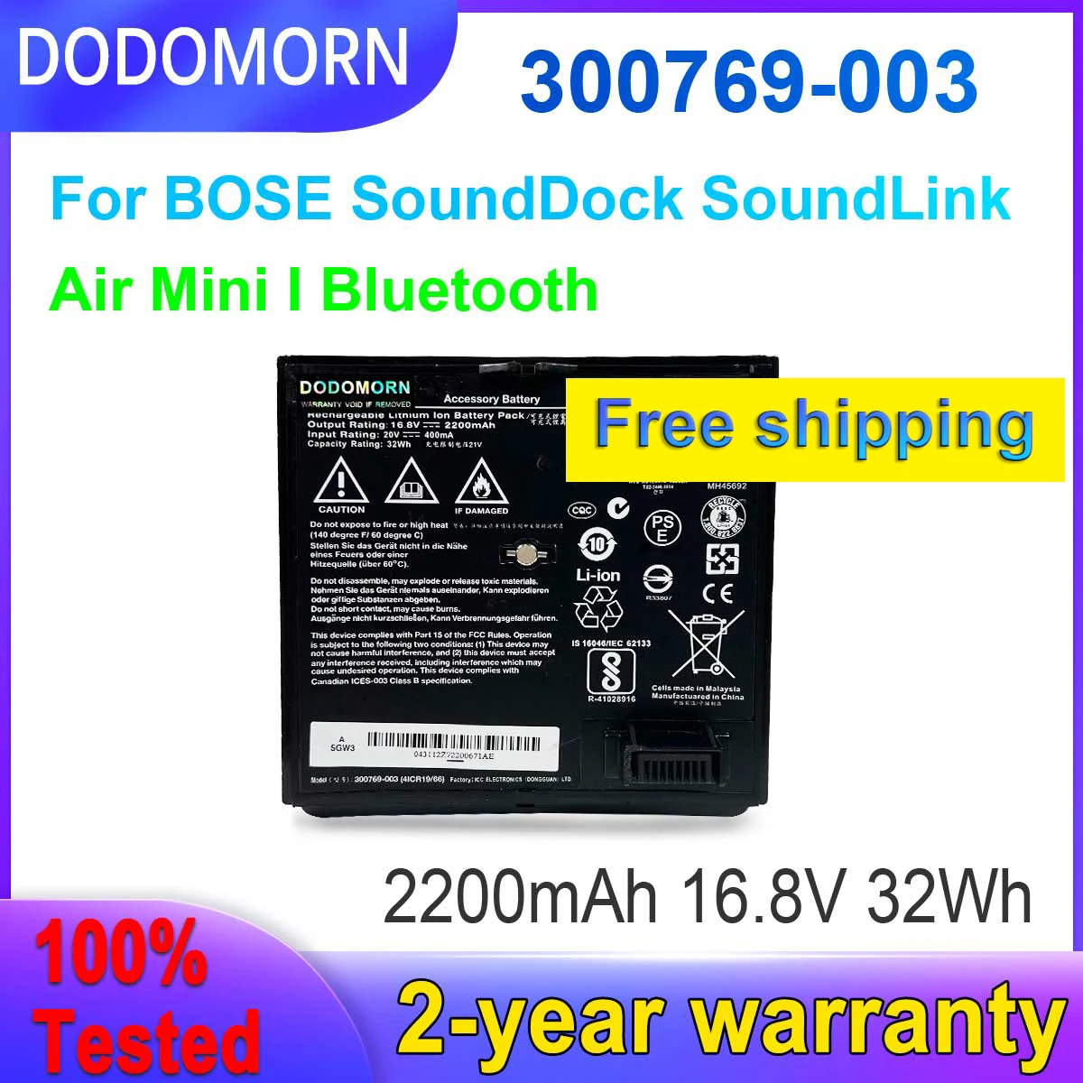 Dodomorn Nuovo 300769-003 Sostituzione Batteria Per Bose Sounddock Soundlink Air Mini I Bluetooth Consegna Veloce