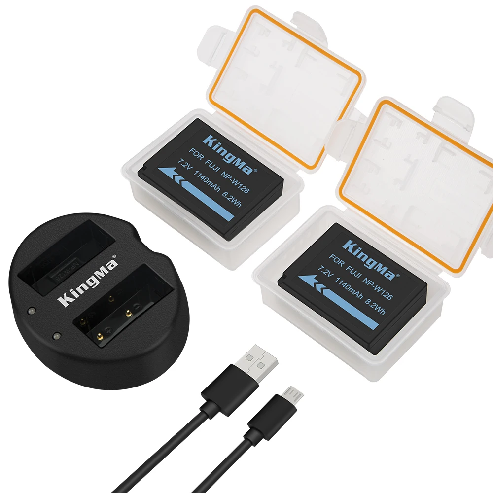 Kingma Np-W126S Npw126 Batteria Dual Usb Charger Kit Per Fujifilm X100V X100F X-H1 X-Pro3 2 X-T3 T2 T30 S10 T200 T100 X-E3 X-A7