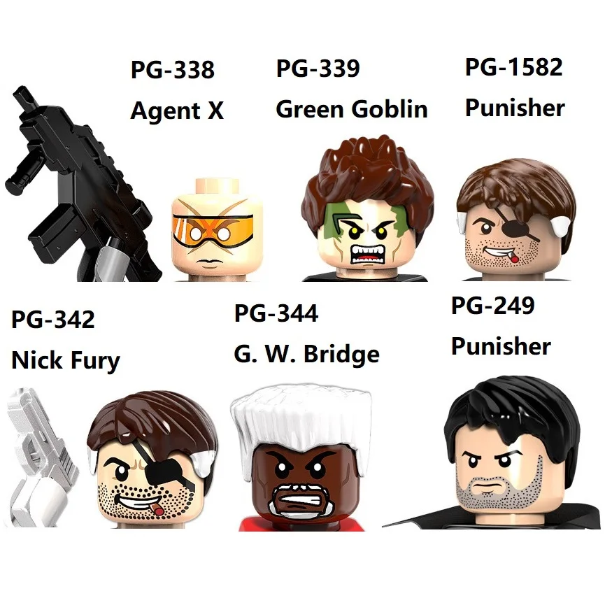 Pg8096 Super Hero X-Men Green Goblin Bane Nick Fury Punisher Agent X G. W. Bridge Building Blocks Mini Action Figure Toys