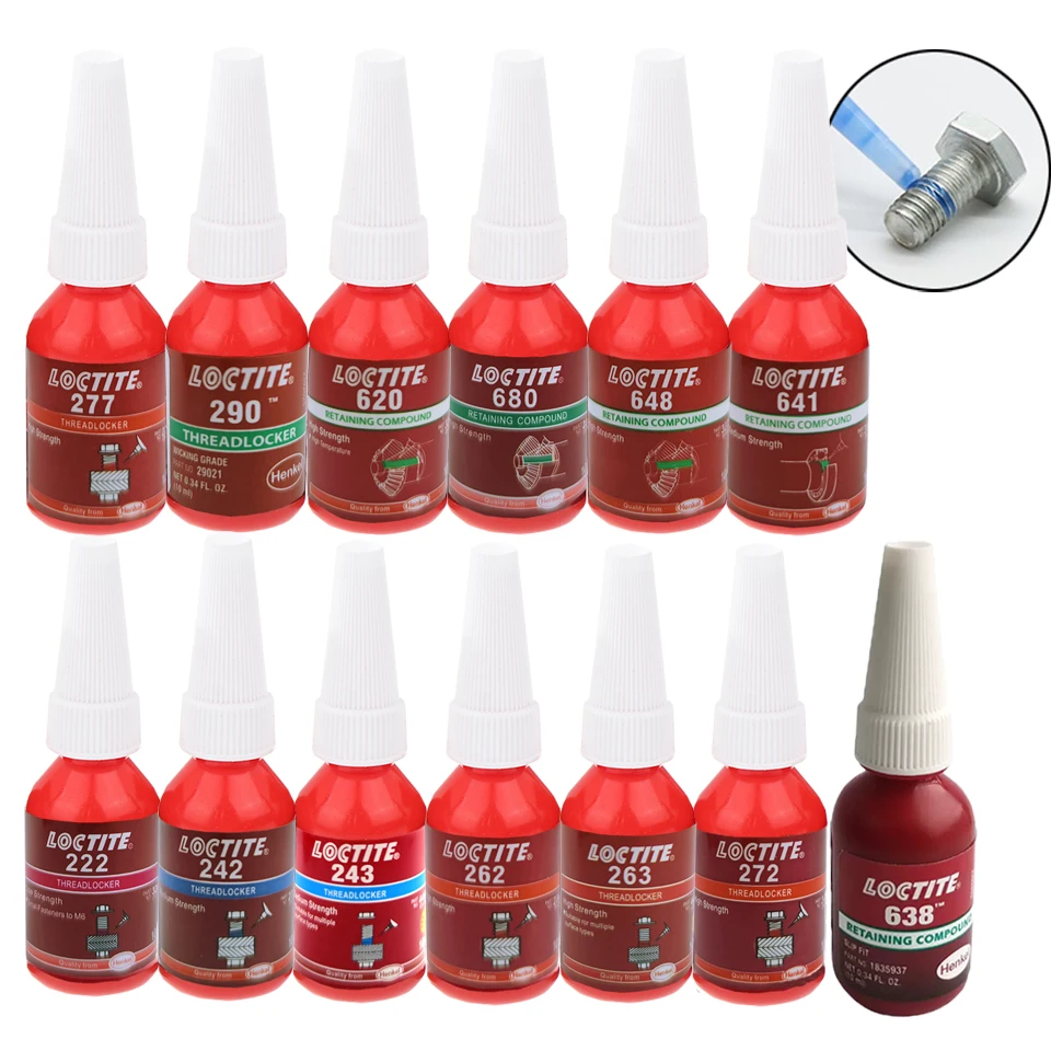 2Pcs Frenafiletti 10Ml Loctite 222 242 243 262 263 272 277 290 620 638 648 680 641 Vite Colla Anaerobica Adesivo
