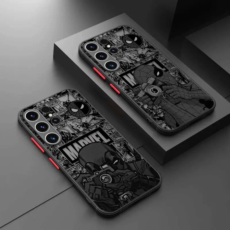 Spiderman Vs Deadpool Scatta Foto Custodia Opaca Per Samsung Galaxy S24 S23 S22 S21 S20 Fe Ultra S10 Plus Note 10 Plus 20Ultra