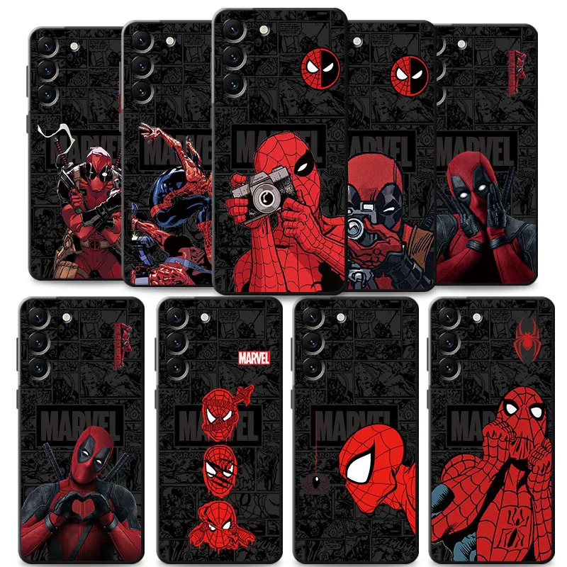 Custodia Per Telefono Per Samsung Galaxy S24 S23 S22 S21 S20 Fe Ultra S10 Plus Note 20Ultra 10 Plus Marvel Deadpool Vs Spiderman Love