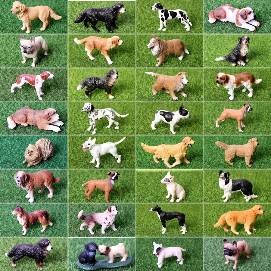 Simulazione Retriever,Collie,Bull Terrier,Boxer,St Bernard Dog Animal Model Figurine Home Decor Regalo Per Bambini Toddlers