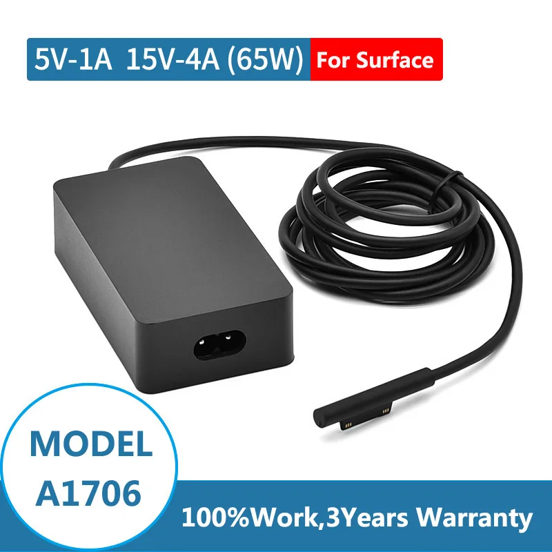 Caricabatterie Per Laptop Surface Pro Surface Da 65W Adatto Per Microsoft Surface Pro 3 Pro 4 Pro 5 Pro 6 Pro 7 Pro X Surface Laptop 4, 3, 2, 1,