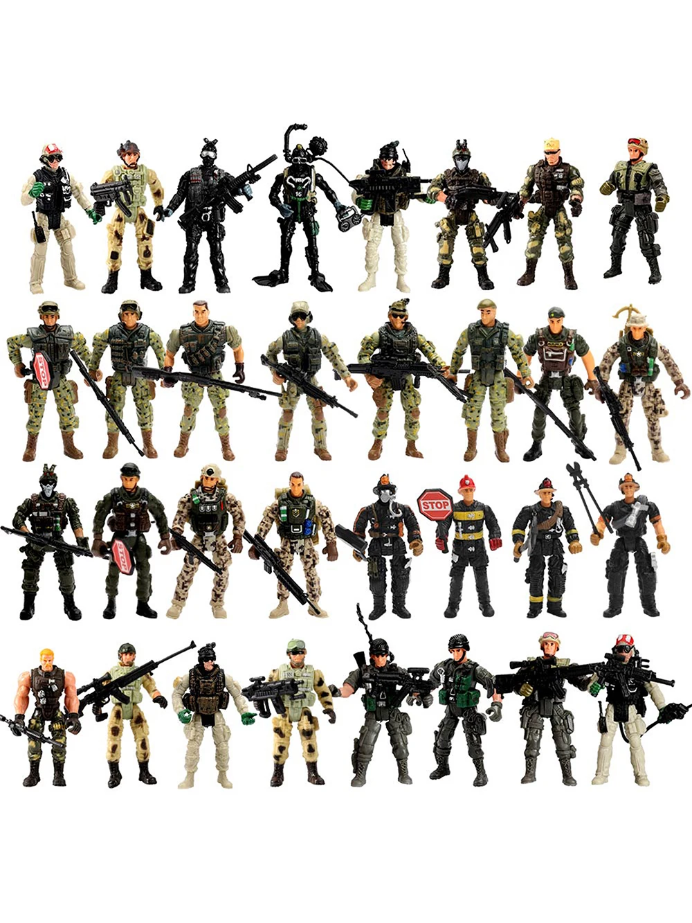 Viikondo Action Figure Army Men Toy Soldier Military 1/18 Us Special Force Elite Swat Team Pompiere 4 Pollici Pompiere Regalo Del Ragazzo