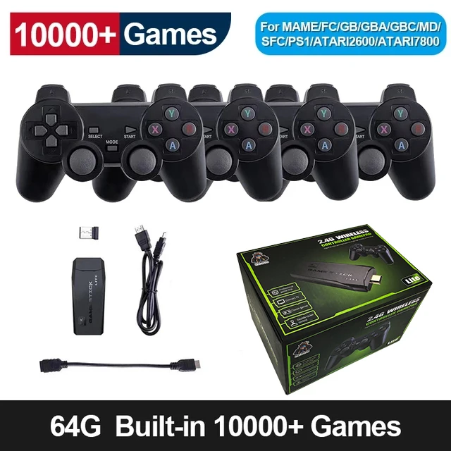 Console Per Videogiochi 2.4G Doppio Controller Wireless Game Stick 4K 10000 Giochi 64Gb Giochi Retrò Per Ps1/Gba Dropshipping