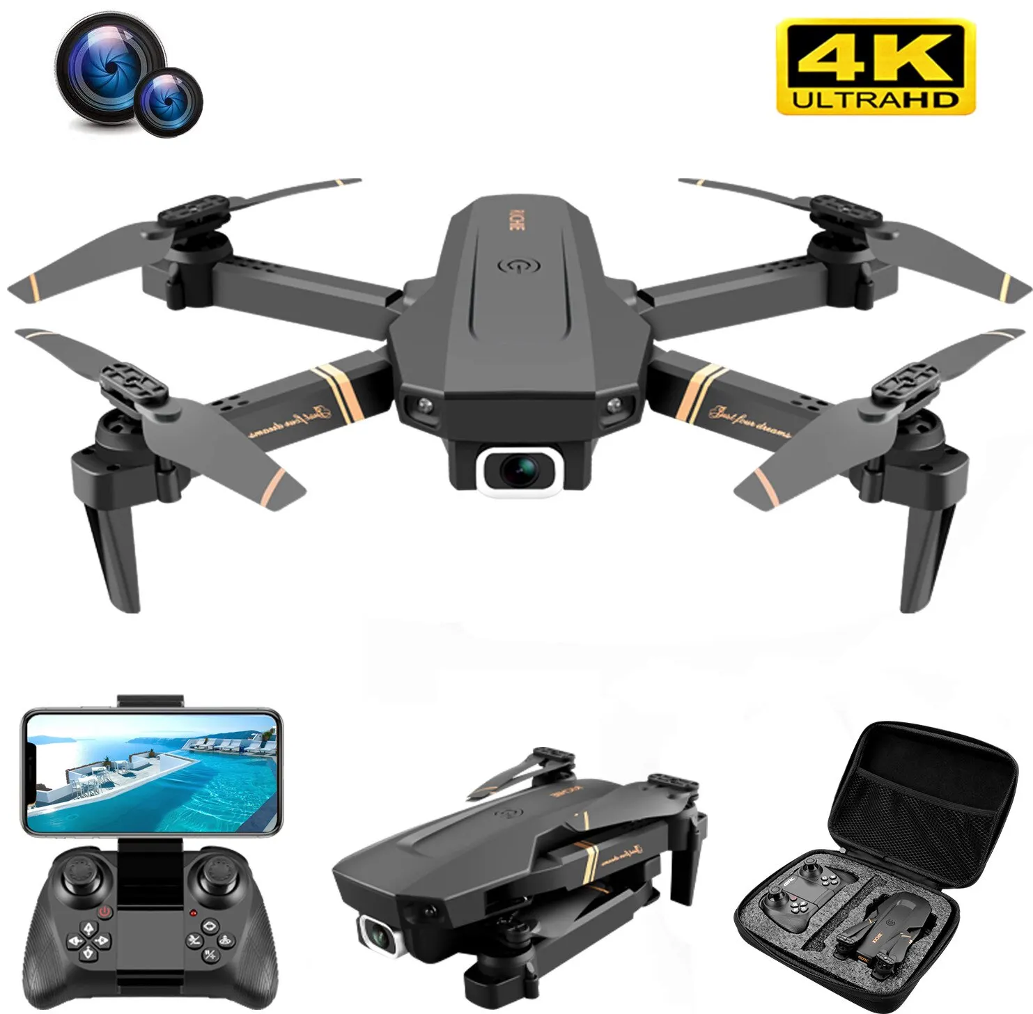 V4 Rc Drone 4K Hd Telecamera Grandangolare 1080P Wifi Fpv Drone Dual Camera Quadcopter Trasmissione In Tempo Reale Elicottero Dron Giocattoli Regalo