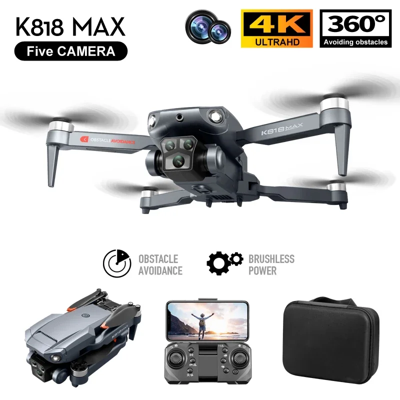 K818Max Rc Drone 4K Hd Five Camera Elicottero Profesional Brushless Drone Rc Aereo Giocattoli Fpv Evitamento Drone Aereo Professionale